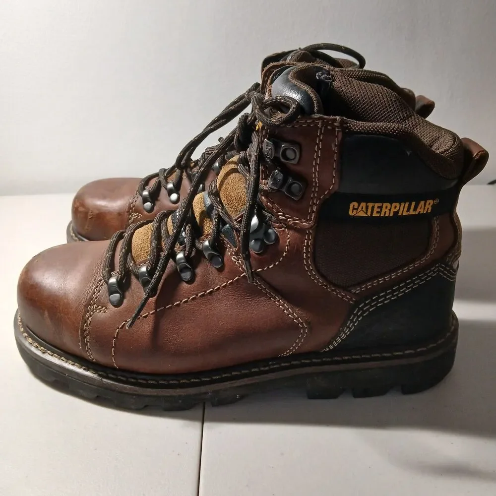 Caterpillar CAT Men's Brown Leather Alaska 2.0 Steel Toe Work Boots Size 8.5